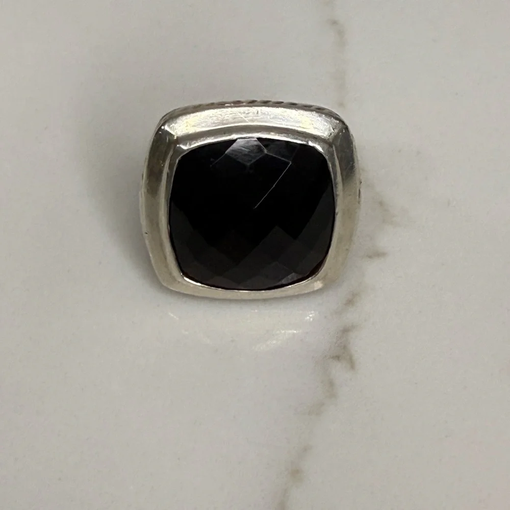 David Yurman Sterling Silver Black Onyx Albion Ring Size 6